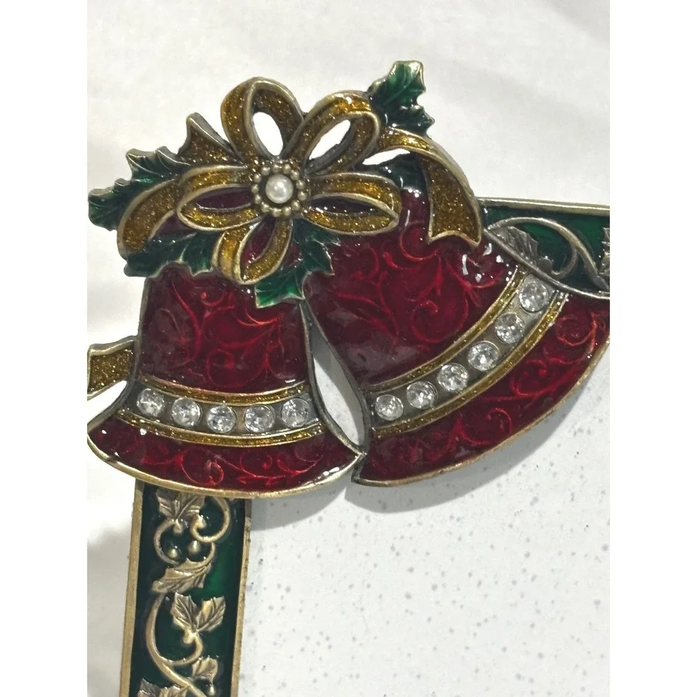 Sunflower Designs Christmas Photo Frame 4x6 Red Bells Rhinestone Enamel luxury